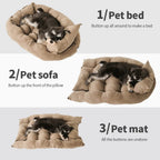 3-in-1 Pet Bed – Sofa, Mat, or Sleeping Cave