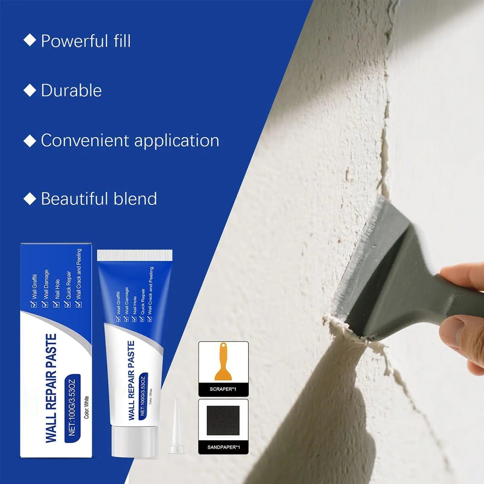 Wall repair paste for holes and cracks – professional touch-up