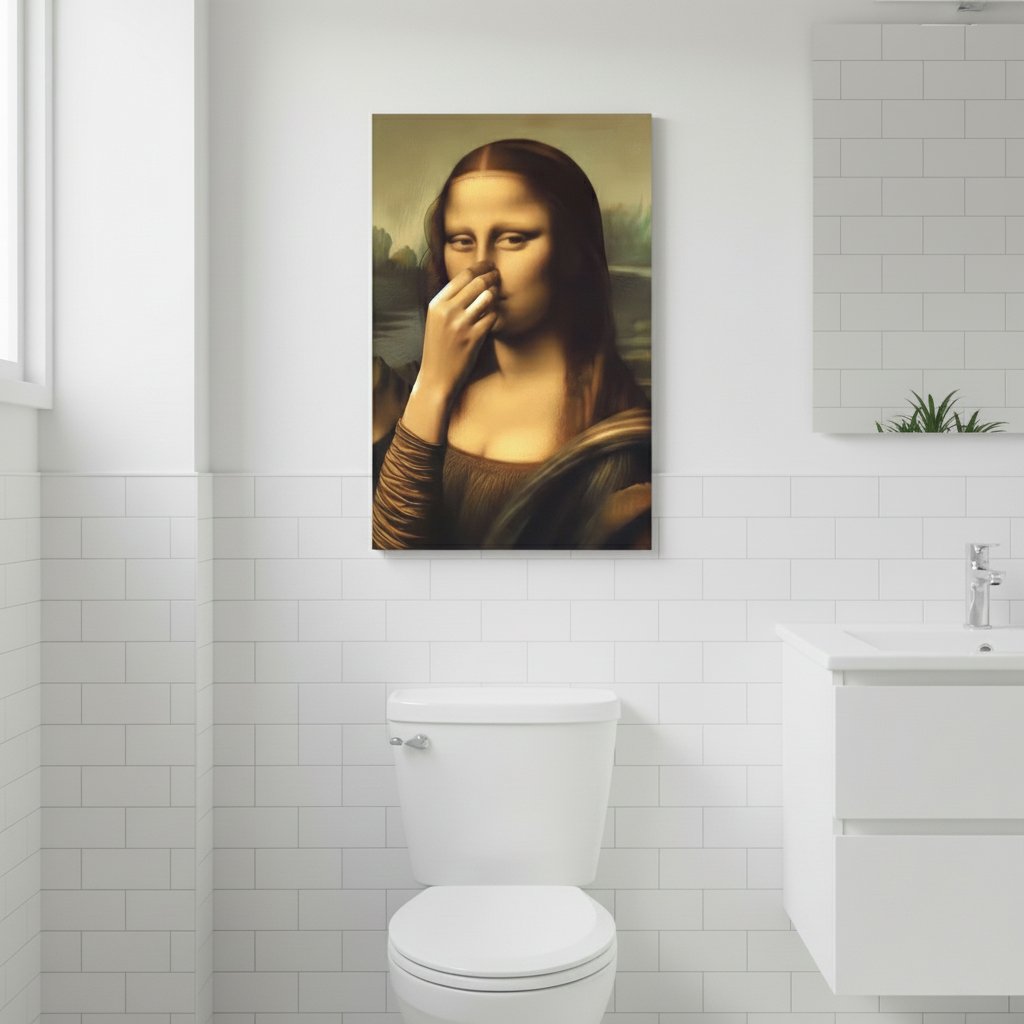 Badezimmer-Leinwandbild – Humorvoller Renaissance-Damen-Druck -   Mivoza Deutschland