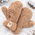 Plüsch-Handschuhe mit verstellbarem Kordelzug