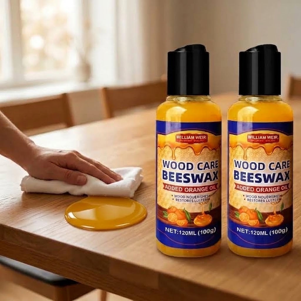 Beeswax wood polish with orange oil, creamy liquid, set of 2 (2 × 120 ml)