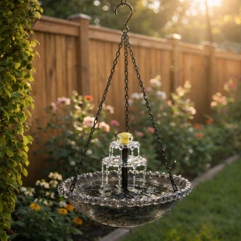 Solar bird bath with fountain – wireless, two-stage, attracts birds
