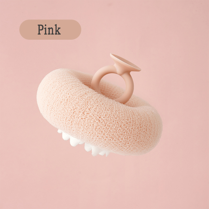 Shower sponge with massage particles and handle