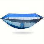 Outdoor hammock with mosquito net and sunshade