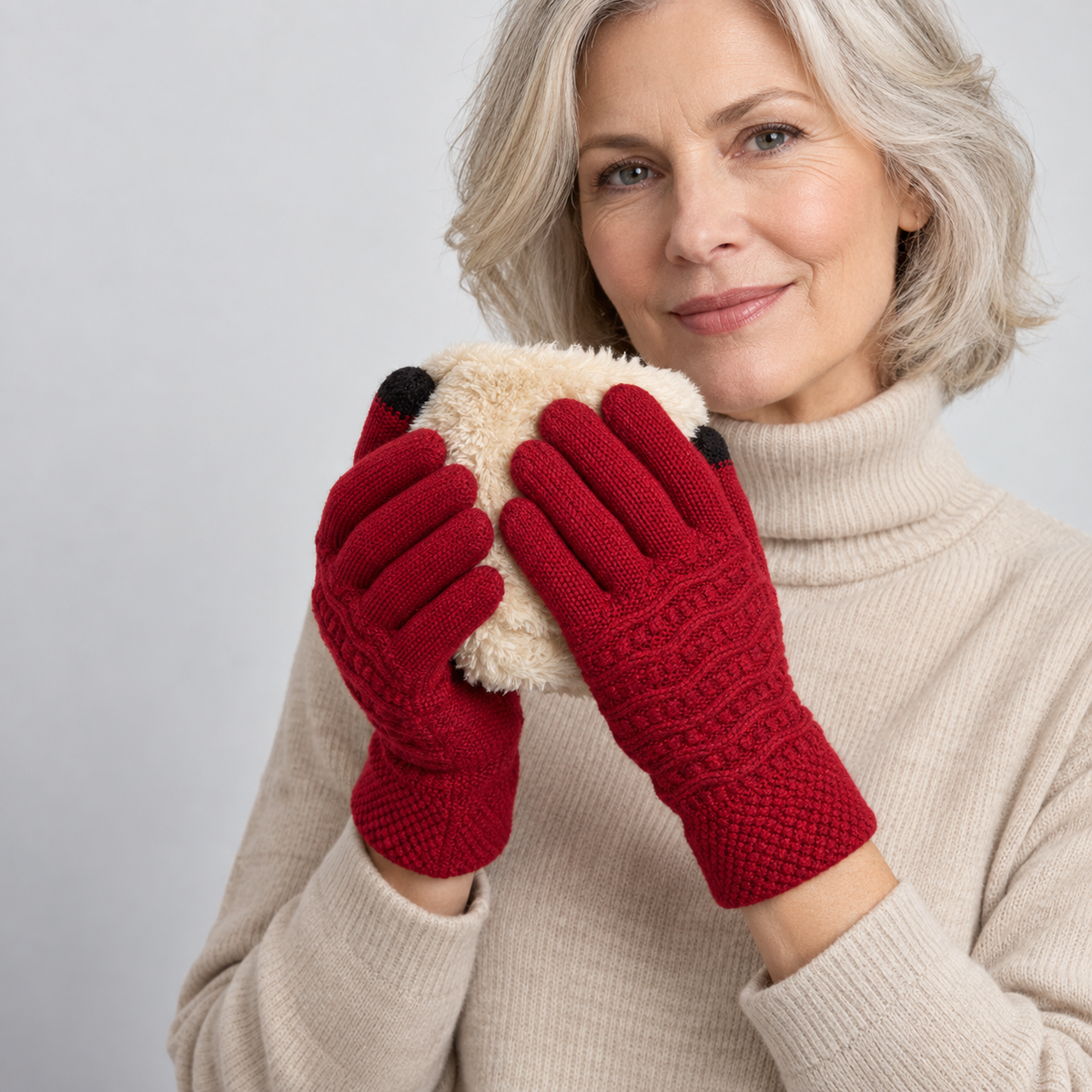 Damenhandschuhe Thermo-Fleece mit Touchscreen-Spitzen
