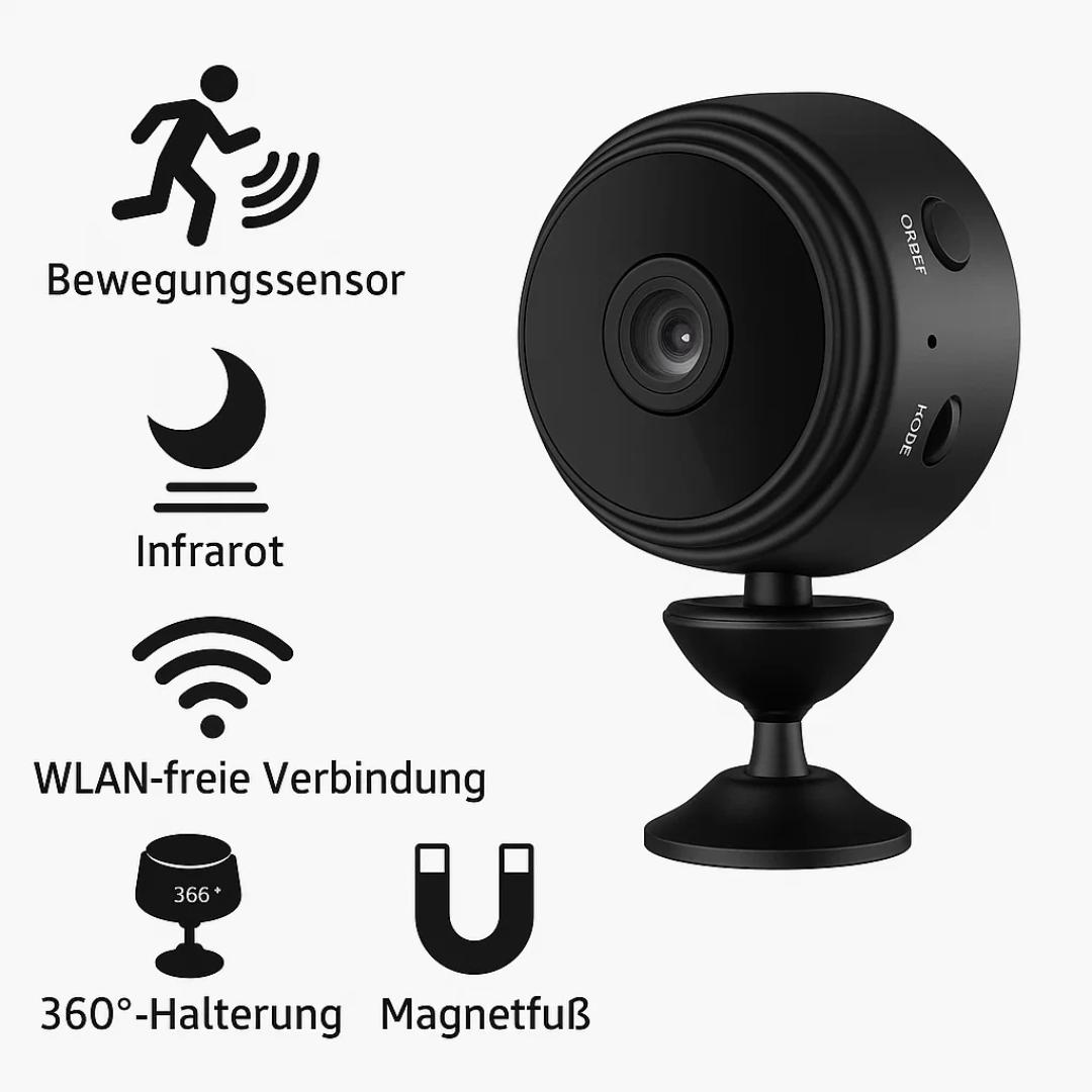 Mini Überwachungskamera – Drahtlos mit WLAN und Nachtsicht
