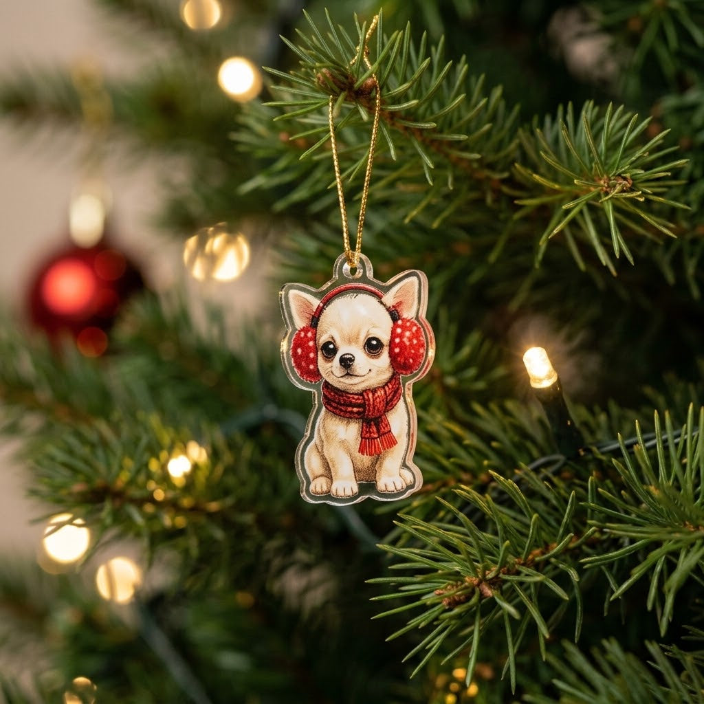 Chihuahua Advent calendar with 24 acrylic ornaments for the Christmas tree