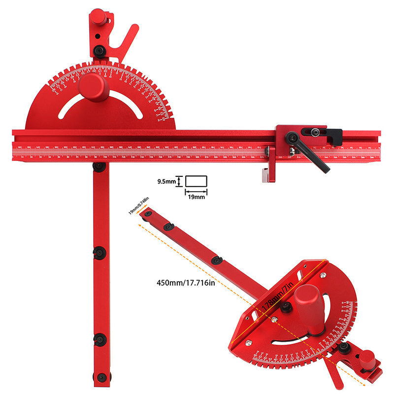 Gehrungsanschlag Aluminium mit Winkelmesser für Tischkreissäge