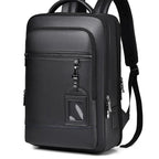 Leather backpack with USB charging port for 15.6-inch laptop