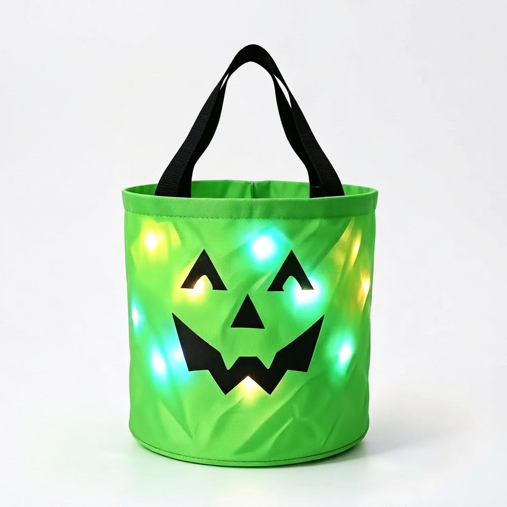 LED-Kürbiskorb für Halloween mit Griff