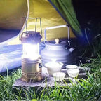 LED camping lamp solar USB power bank gold extendable 14-19 cm