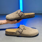 Pantoletten mit Korksohle und verstellbarem Riemen