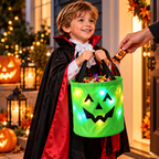 LED-Kürbiskorb für Halloween mit Griff