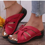 Women's Sandals with Bow and Wedge Heel – Orthopedic Insole