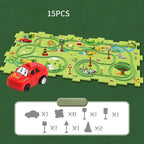 Puzzle-Straßenset mit Auto und Verkehrsschildern