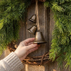 Country-style Christmas wreath with pinecones, berries, and bells, approx. 45 cm