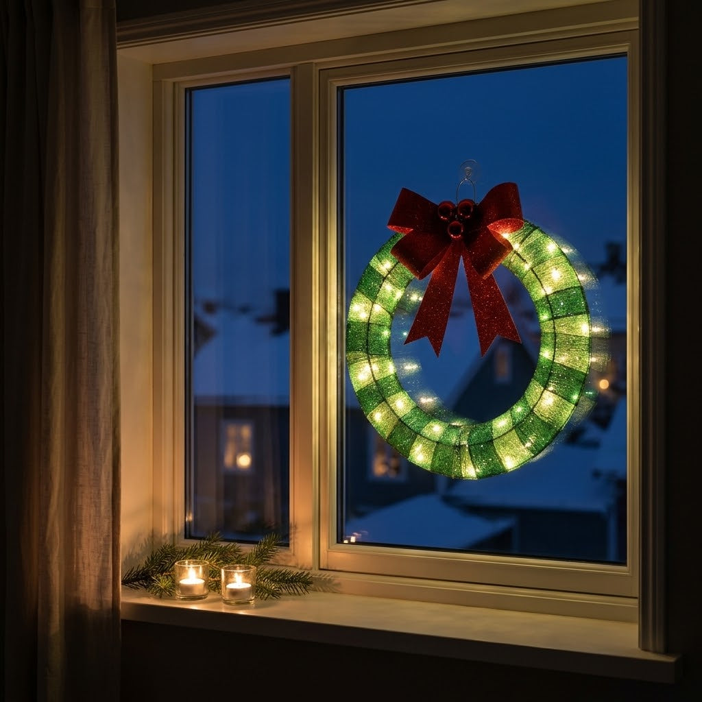 Illuminated LED Christmas wreath, warm white, in green or gold, 30 to 50 cm