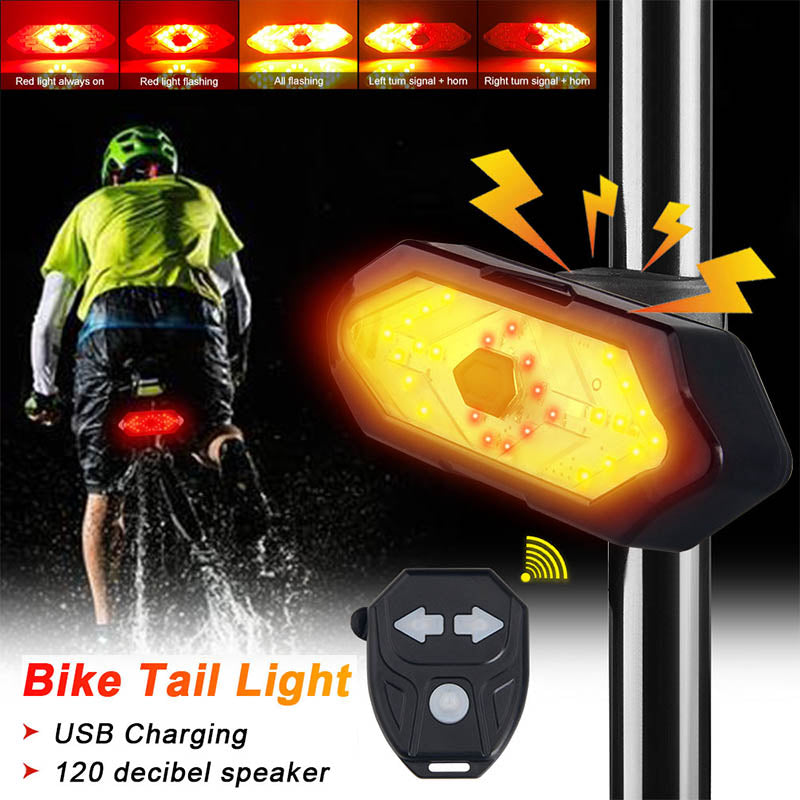 Bicycle rear light with remote control and turn signal