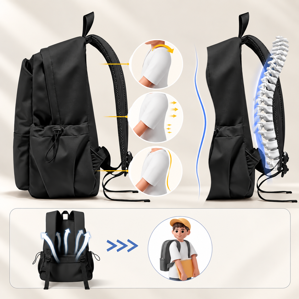 Rucksack wasserabweisend mit gepolstertem Laptopfach
