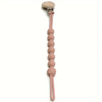 Silicone Pacifier Chain with Wooden Clip – Bear Design, BPA-Free
