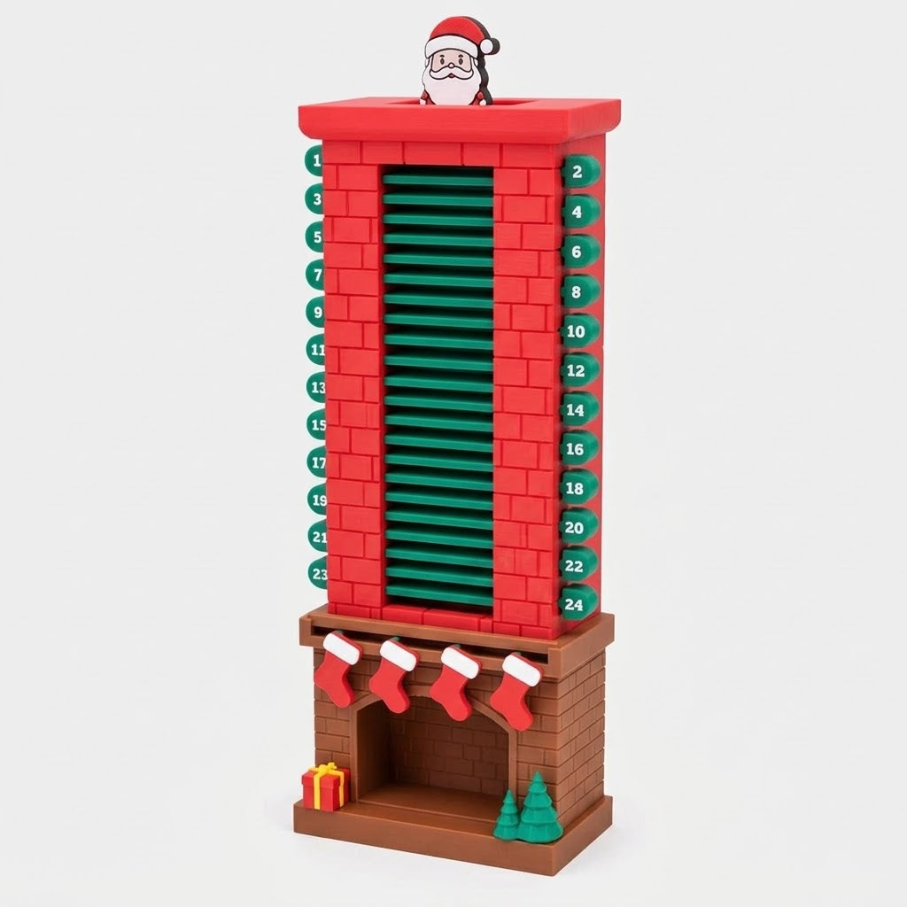 Adventskalender Weihnachtsmann im Kamin, Countdown-Deko mit 24 Tagen