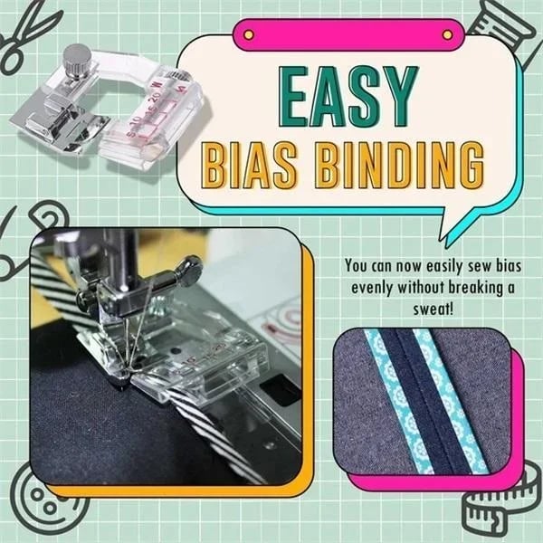 Adjustable Bias Tape Presser Foot – Width Setting 0.5 to 2 cm