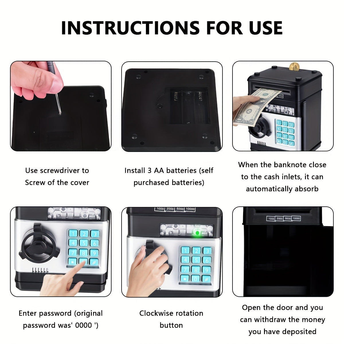 Electronic savings box with code