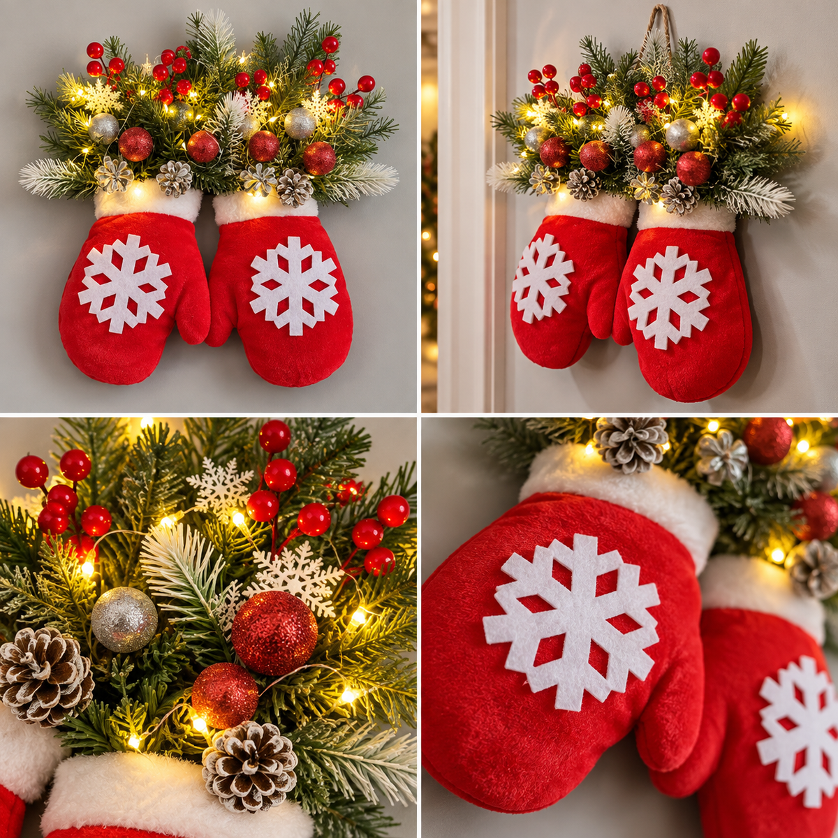 LED-Fäustlinge Weihnachtsdeko mit 20 warmweißen LEDs