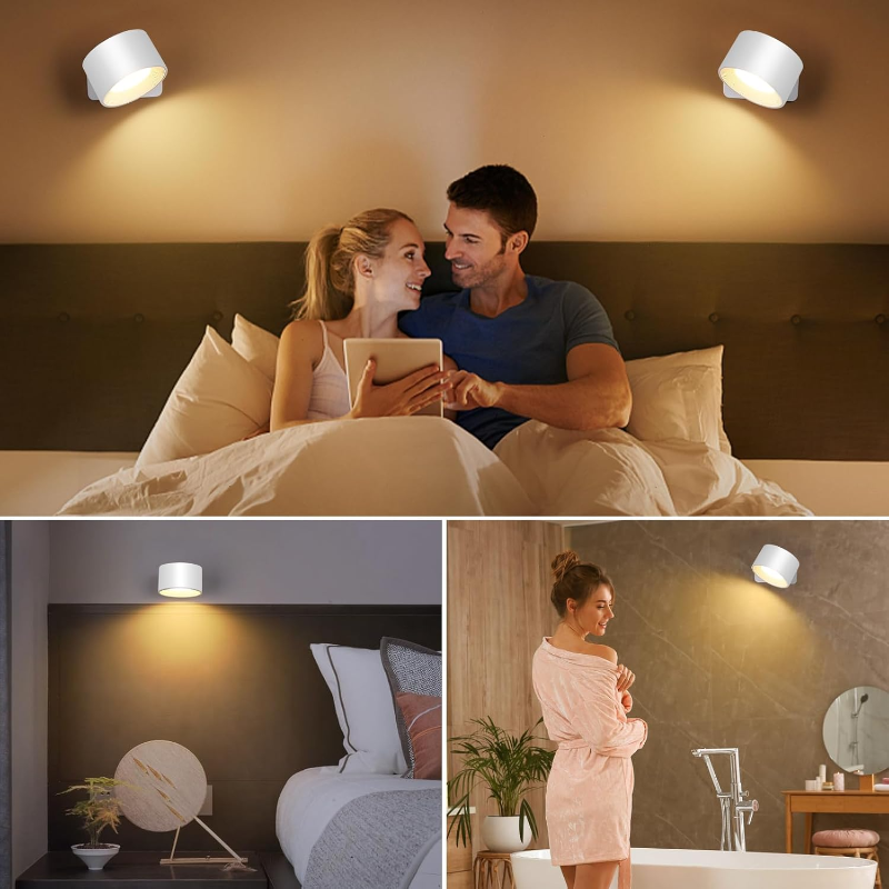 LED wall light with touch control and 360° swivel head