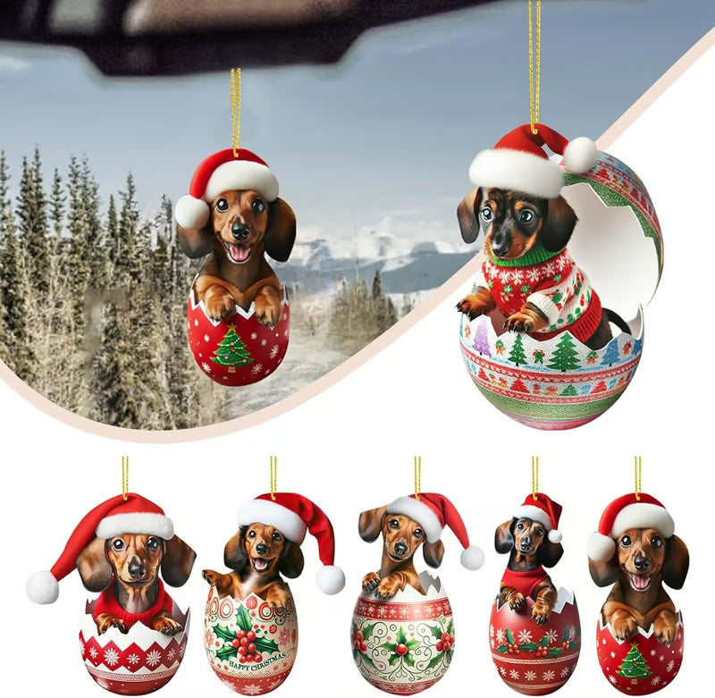 Weihnachts-Adventskalender mit 24 Dackel-Anhängern aus Acryl