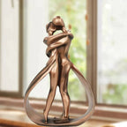 Bronze Hugging Couple Sculpture – Decorative Figurine for Home