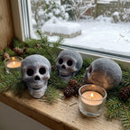 Fireproof ceramic skull for fire bowl & fireplace, heat-resistant up to 980 °C - individually or in a set of 3