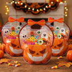 Kürbis-Geschenktüten transparent mit Reißverschluss (30er-Set)