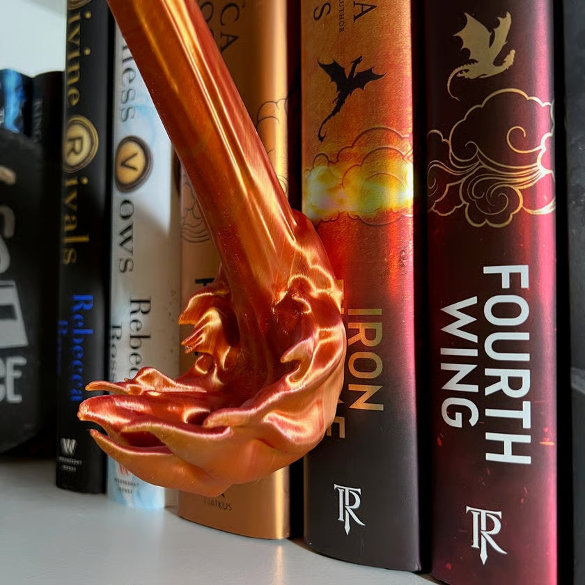 Drachen-Buchstütze mit Flammen-Design
