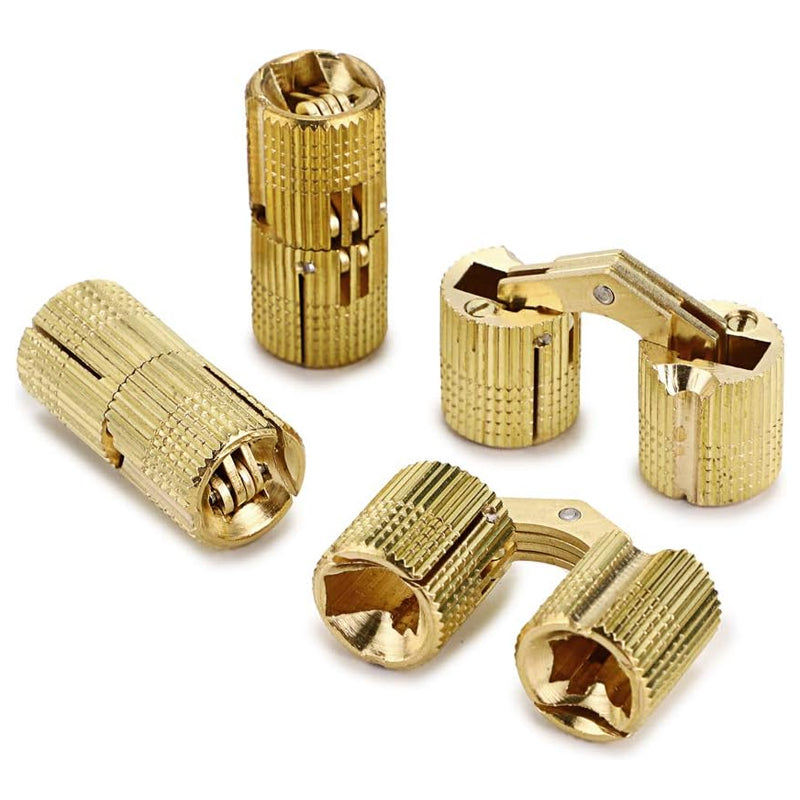 Concealed Brass Hinges – Invisible Cylinder Hinges - Set of 4