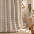 Duschvorhang Leinenoptik mit Quasten – Boho Landhausstil