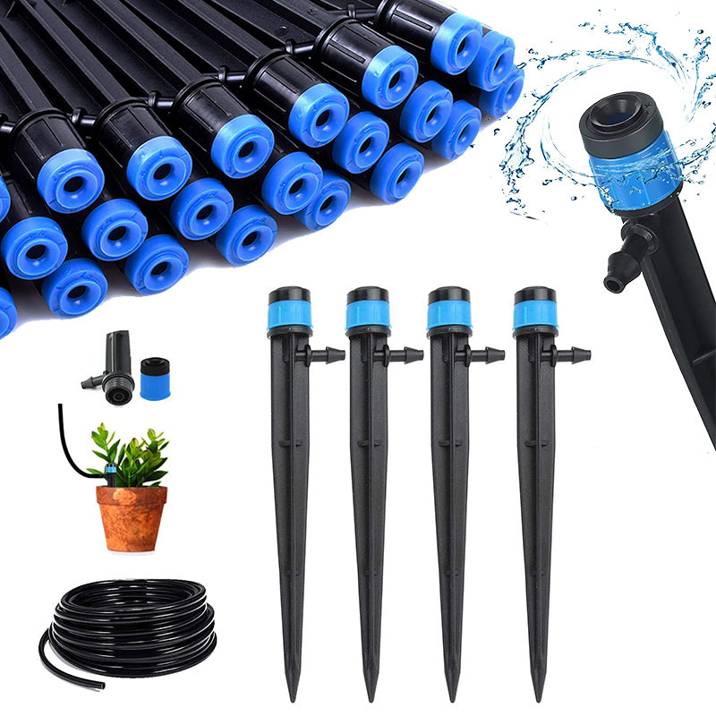 Irrigation set with 360° rotatable nozzles for garden watering