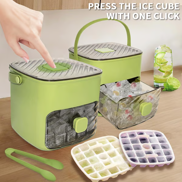 Ice cube tray with lid and storage box