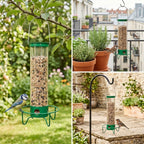 Futtersäule für Wildvögel mit Sitzring und transparenter Röhre