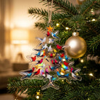 Hummingbird Christmas ornaments, set of 5, 8 cm, shimmering and multicolored