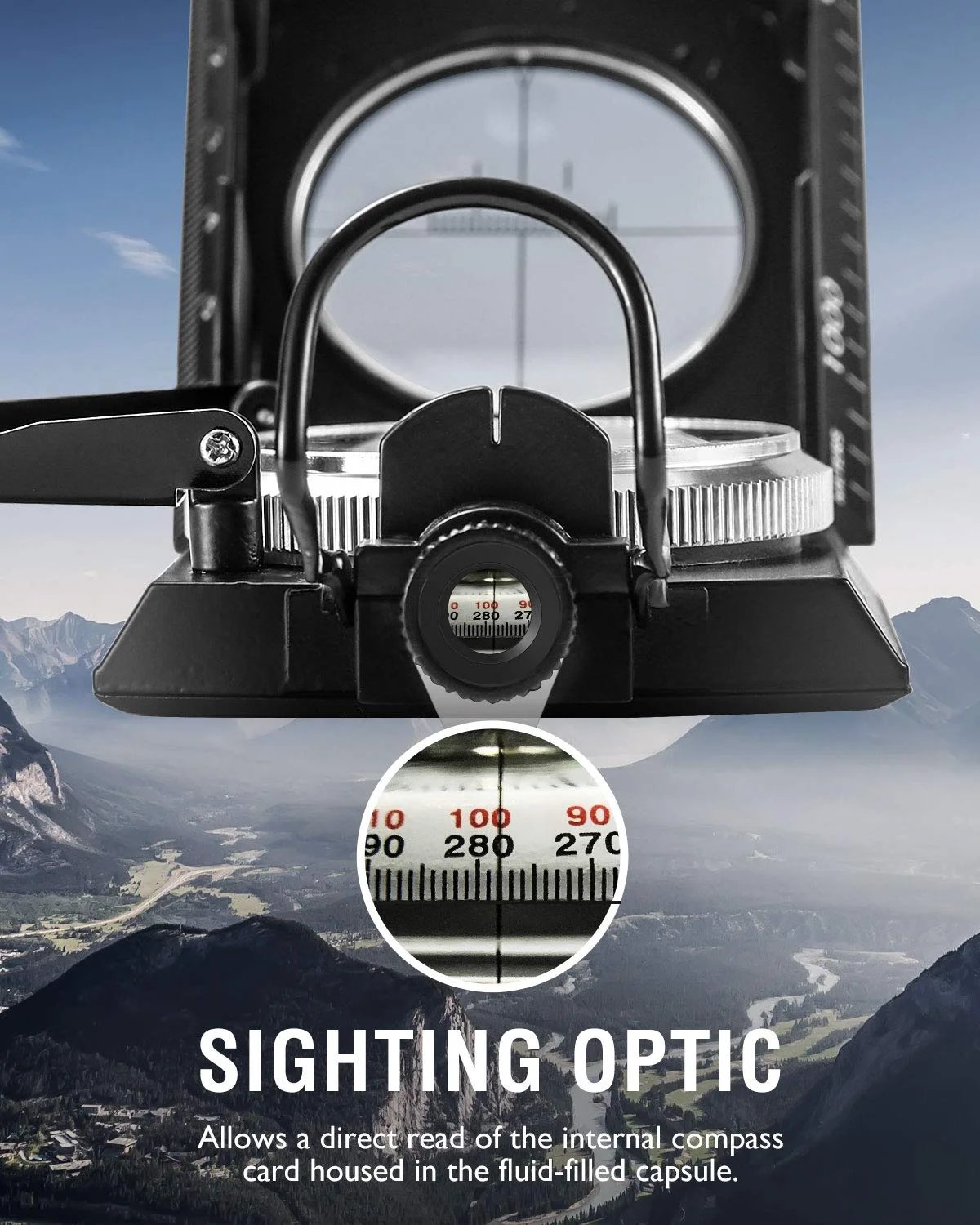 Navigationskompass mit Clinometer und Leuchteffekt
