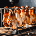 Chicken leg holder stainless steel with drip tray