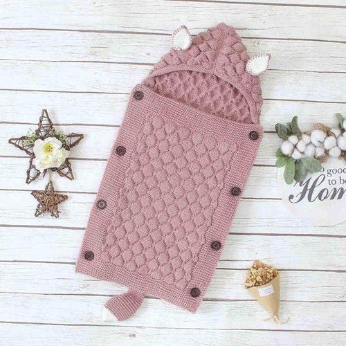 Knitted Baby Sleeping Bag with Ears and Tail