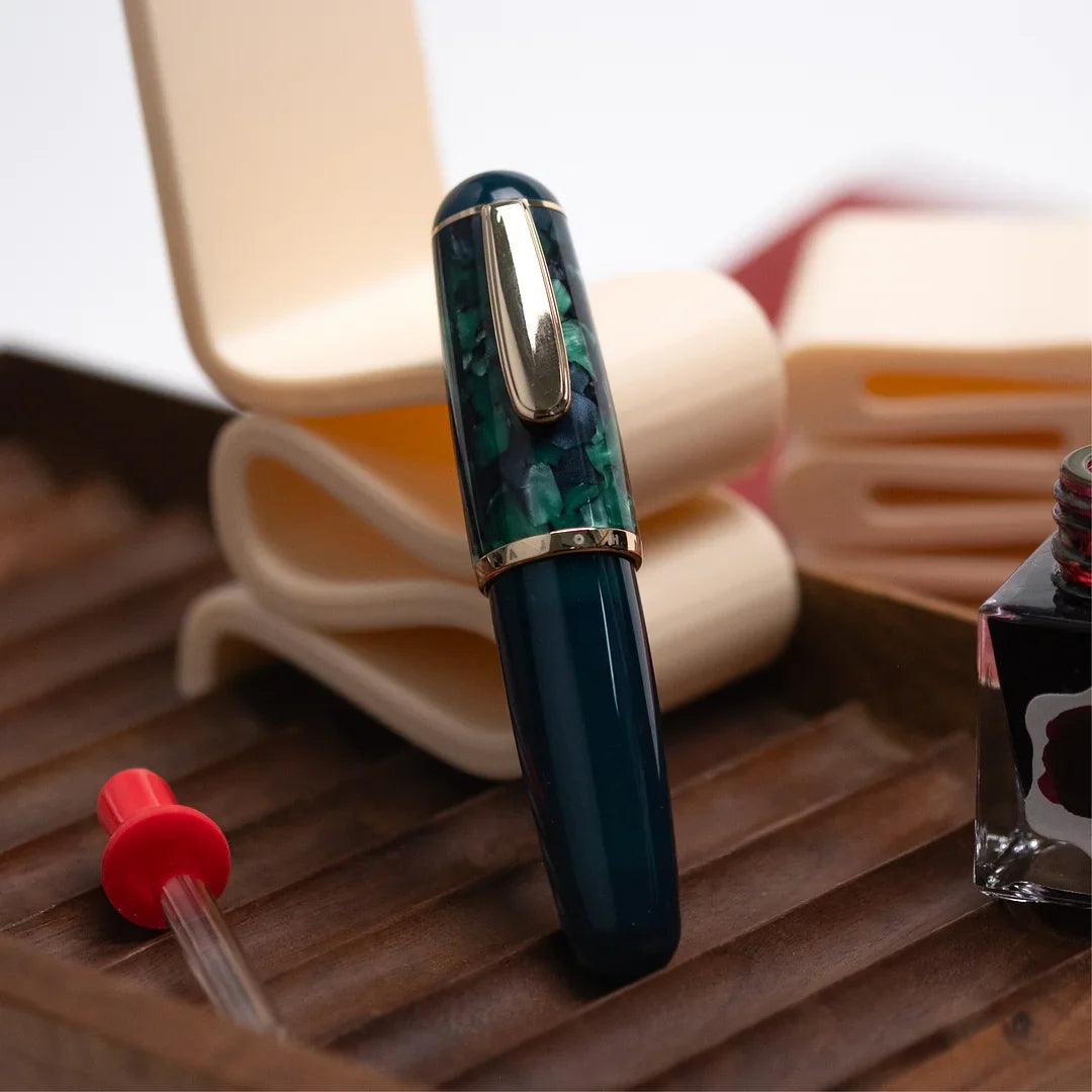 Fountain pen with fine nib and acrylic body
