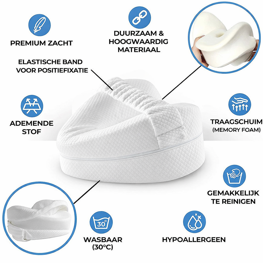 Kniekissen Memory Foam mit Gurt – Ergonomisch für Seitenschläfer