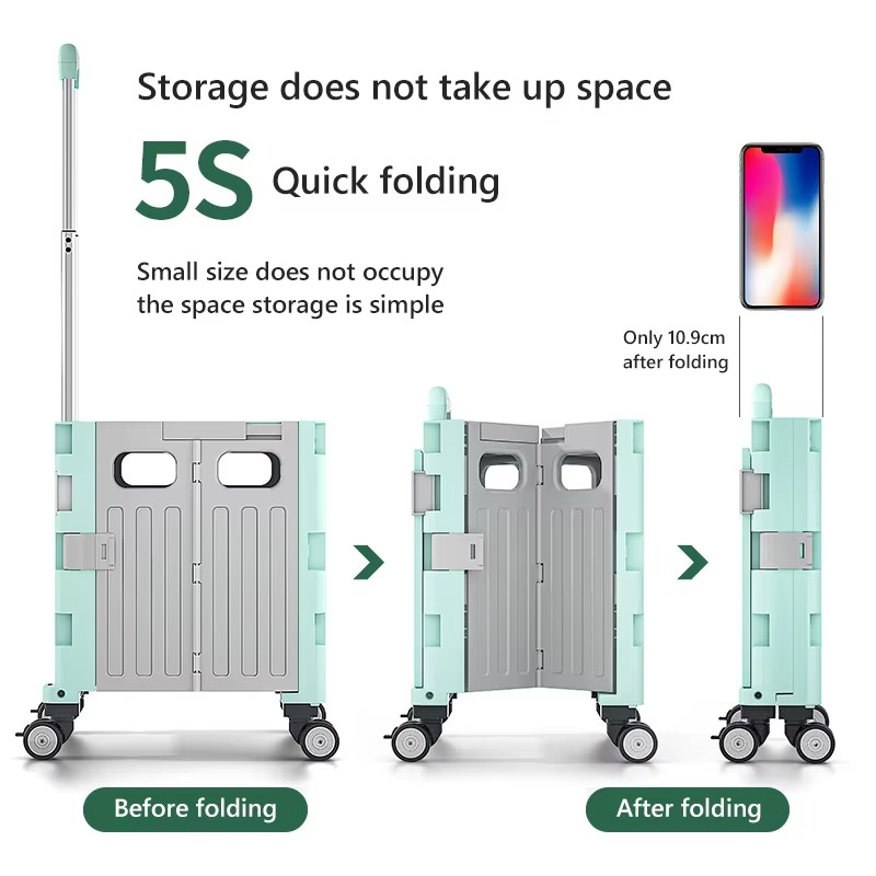 Foldable transport trolley with stair wheels