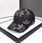 Baseball cap with sequin butterfly and mesh material