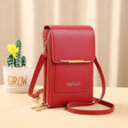 Cell phone case shoulder bag with touchscreen window