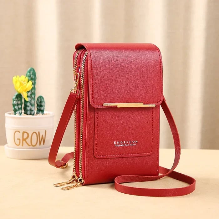 Cell phone case shoulder bag with touchscreen window