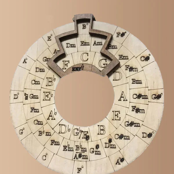 Chord Wheel Wood for Music Theory and Melodies